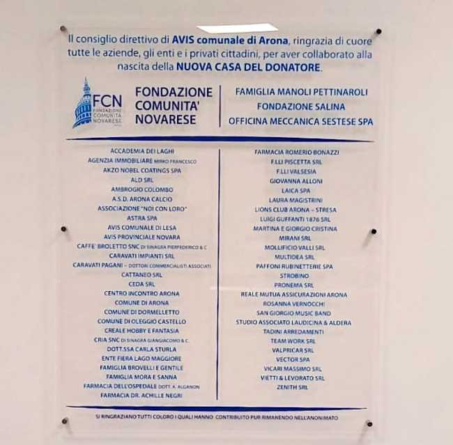 avis arona donatori nuova sede