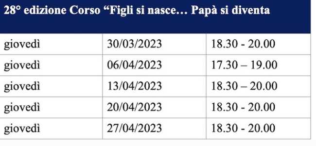 genitori asl calendario